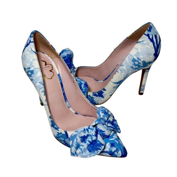 Ted Baker London French Floral Ryanah Bow Pointed Toe Pumps Women Sz 7 - Picture 2 of 10